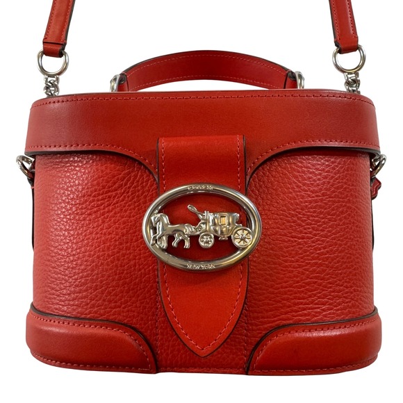 Coach Georgie Gem Crossbody Case Purse 5503 Bright Poppy Pebbled Leather - Picture 1 of 12